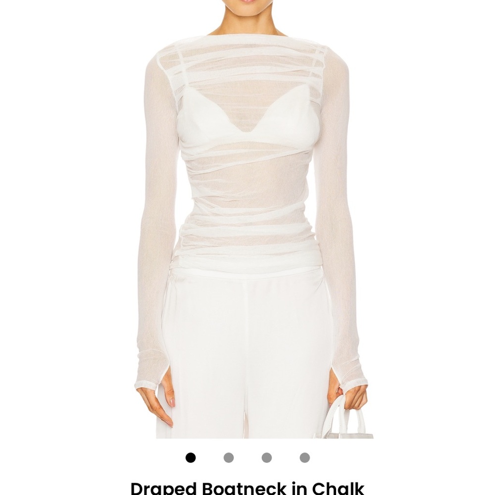 Enza Costa White Draped Boatneck Top
